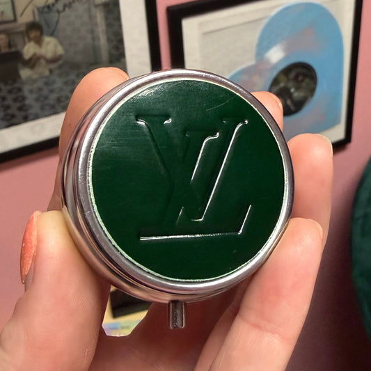 { FORTNITE } Handmade Upcycled LV Green Vernis Pill Case