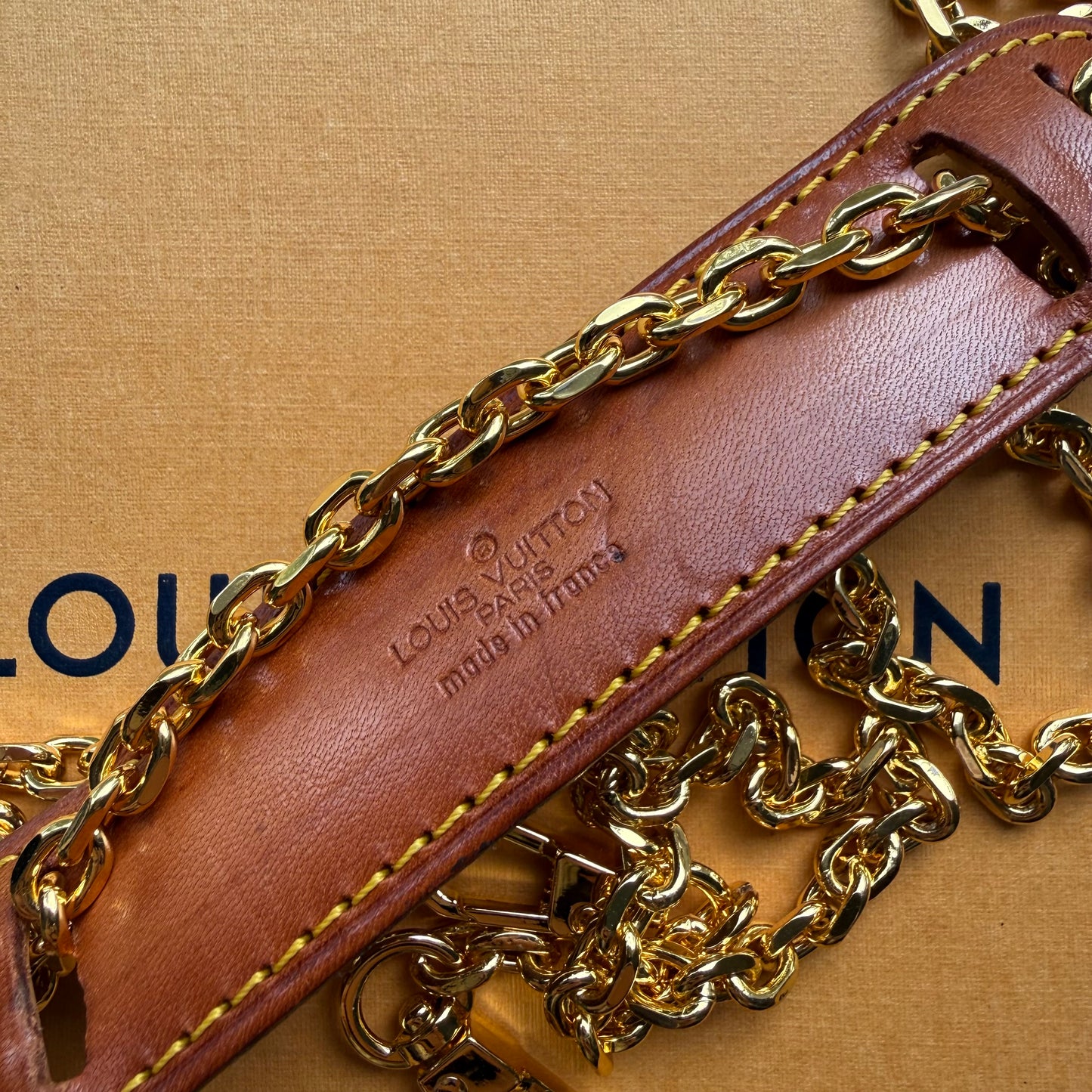 Gold Chain Crossbody Strap with Authentic LV Shoulder Piece