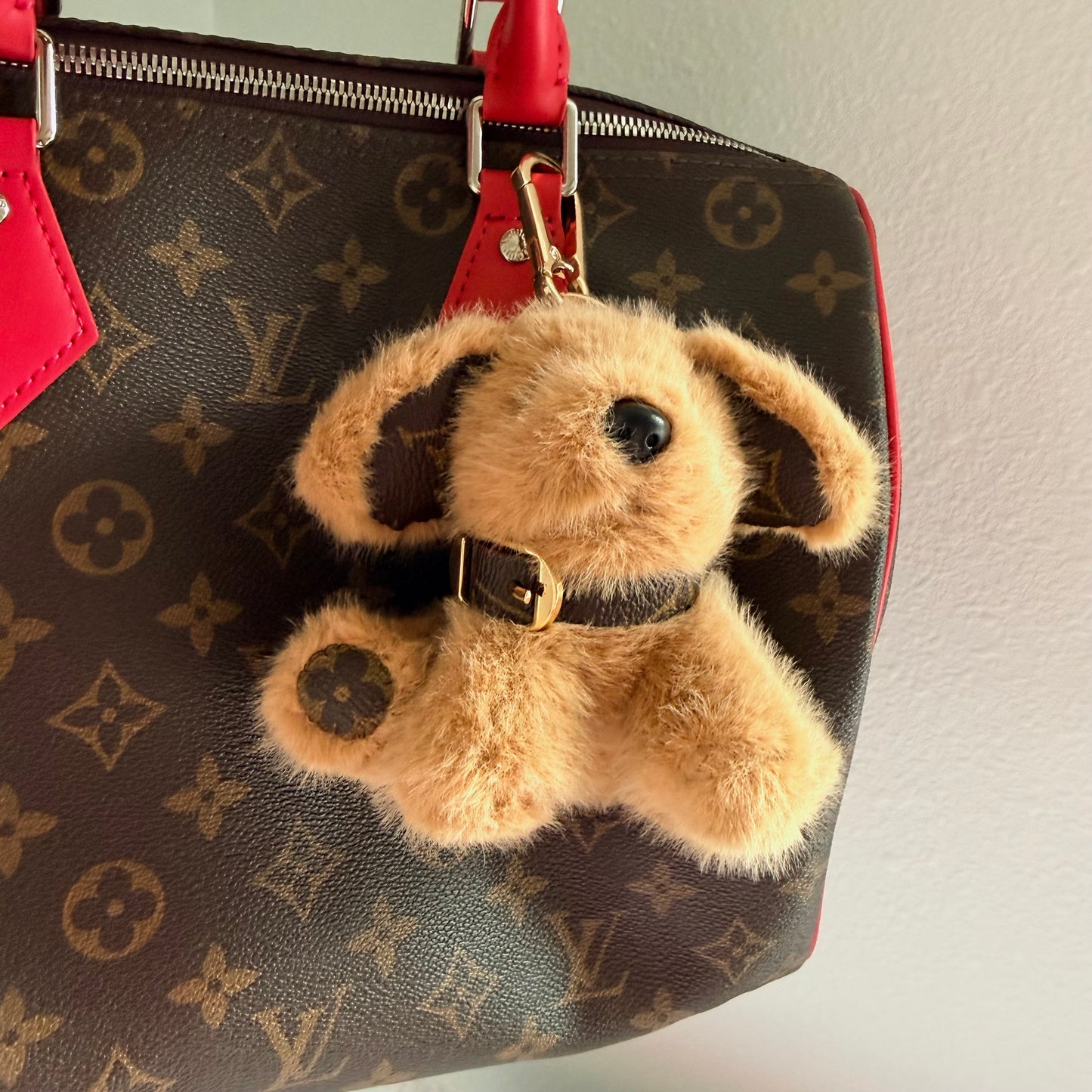 FLUFFY Handmade Upcycled LV Plush Dog Charm