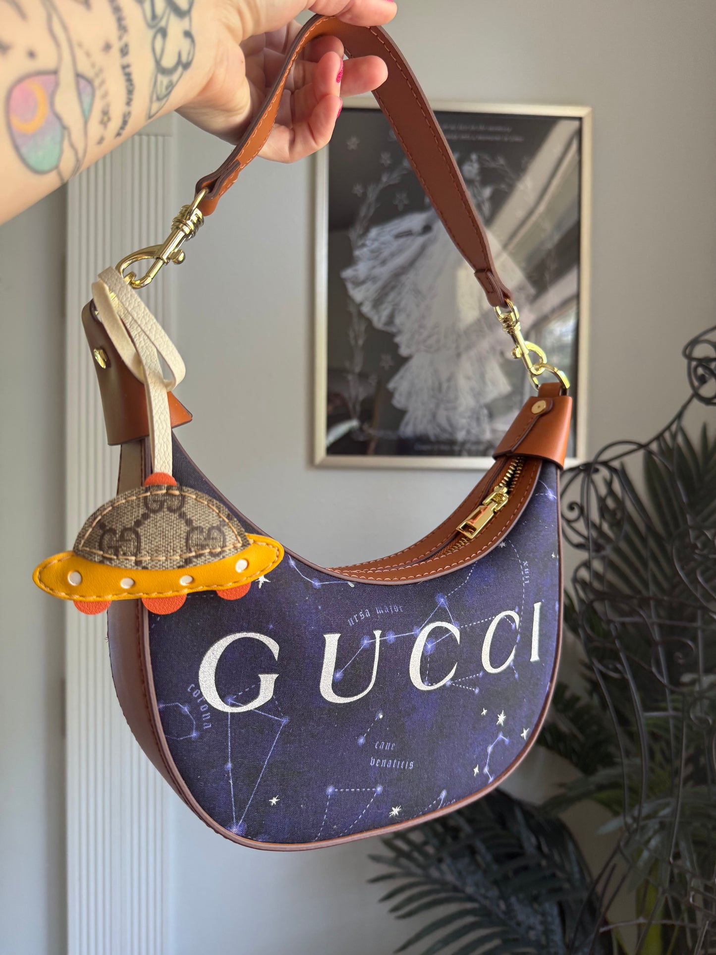 The DOWN BAD Shoulder Bag || Handmade Upcycled Navy Gucci Dusty with Charm
