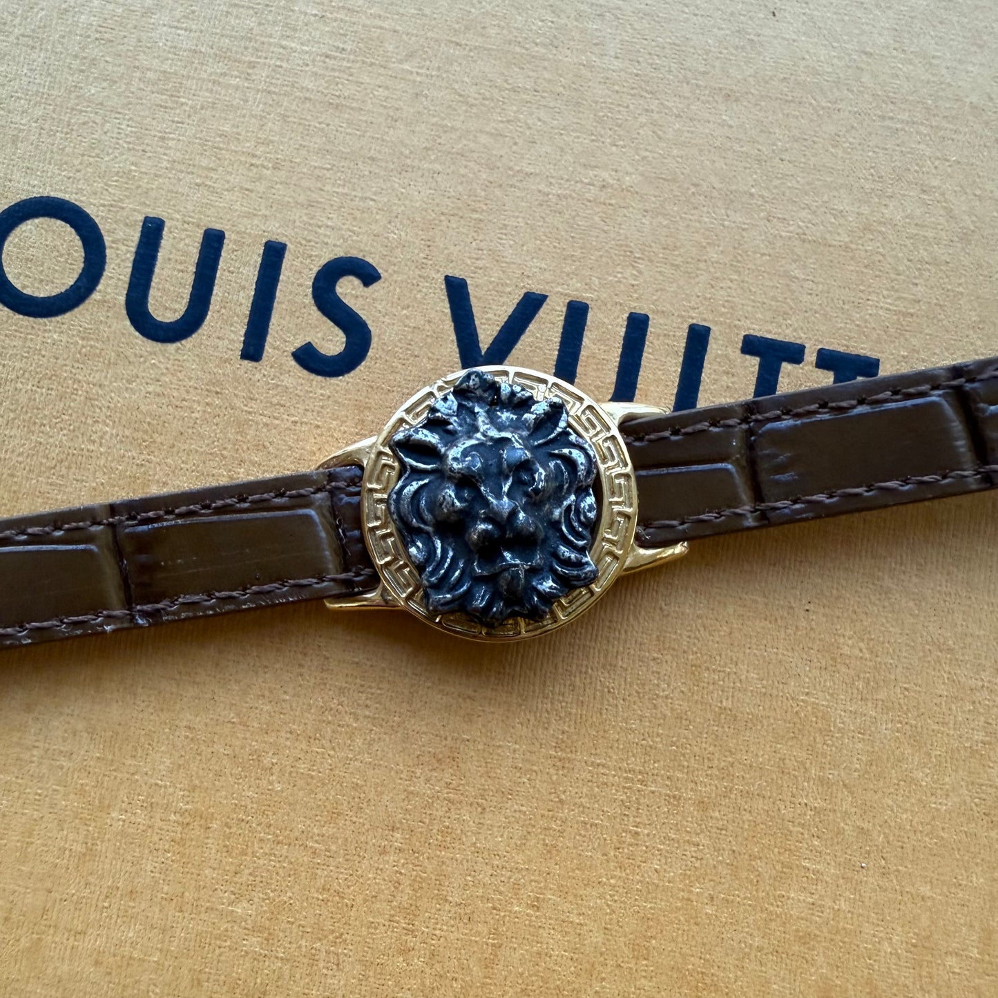 Upcycled Authentic Vintage Versace Verso Estro Lion Head Bracelet