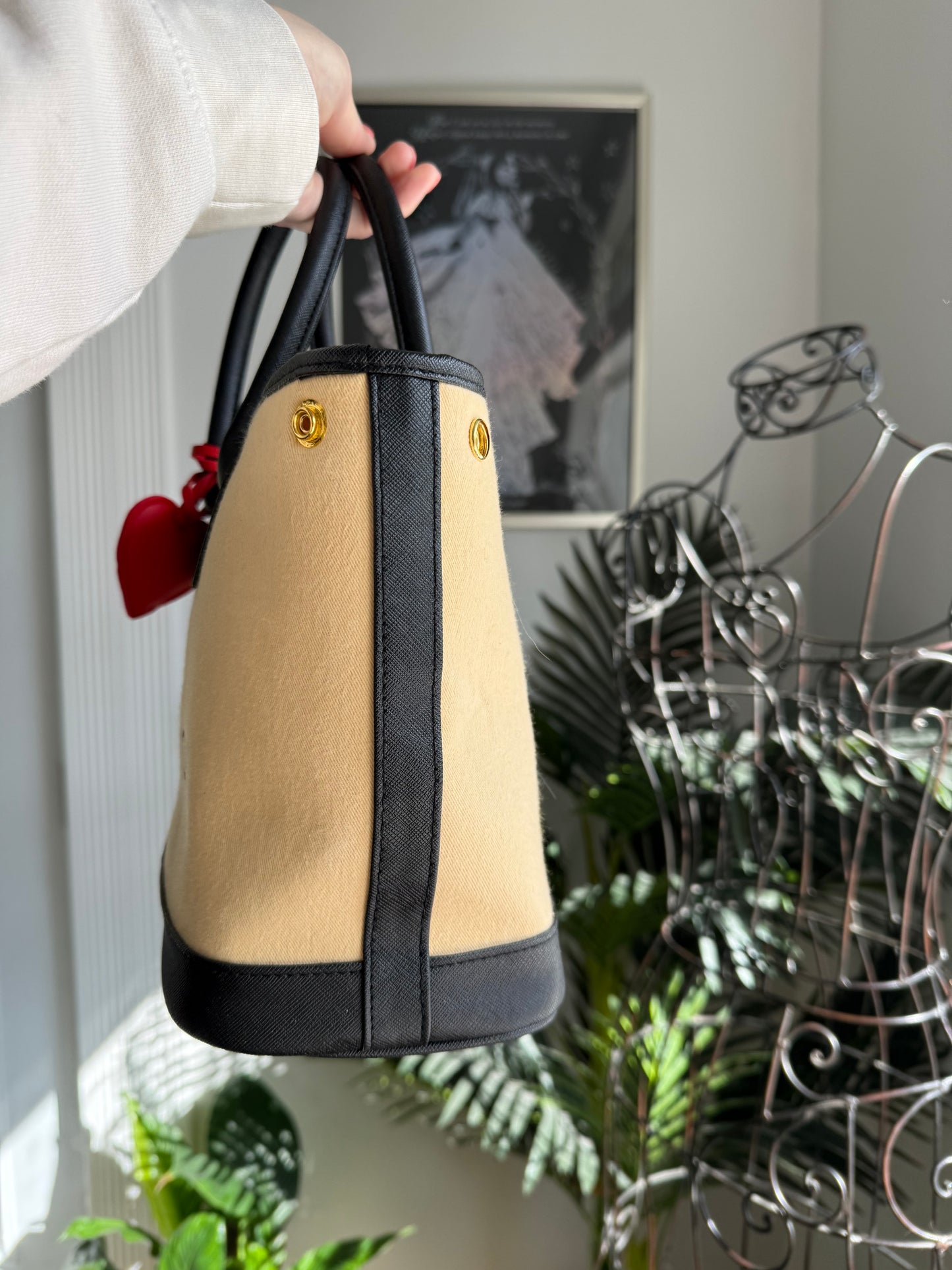 { BABE } Handmade Upcycled Louis Vuitton Duster Tote - Black + Red Interior