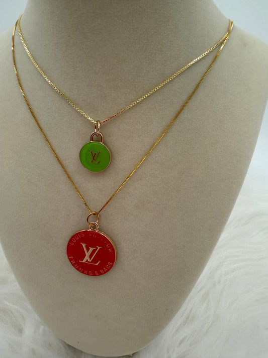 MERRY SWIFTMAS Authentic Upcycled LV Charm Necklace Set