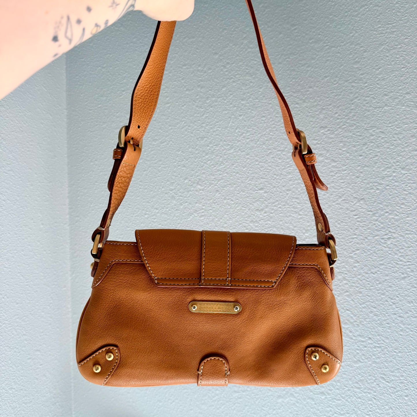 Preloved Authentic Dooney & Bourke British Tan Mini Studded Shoulder Bag