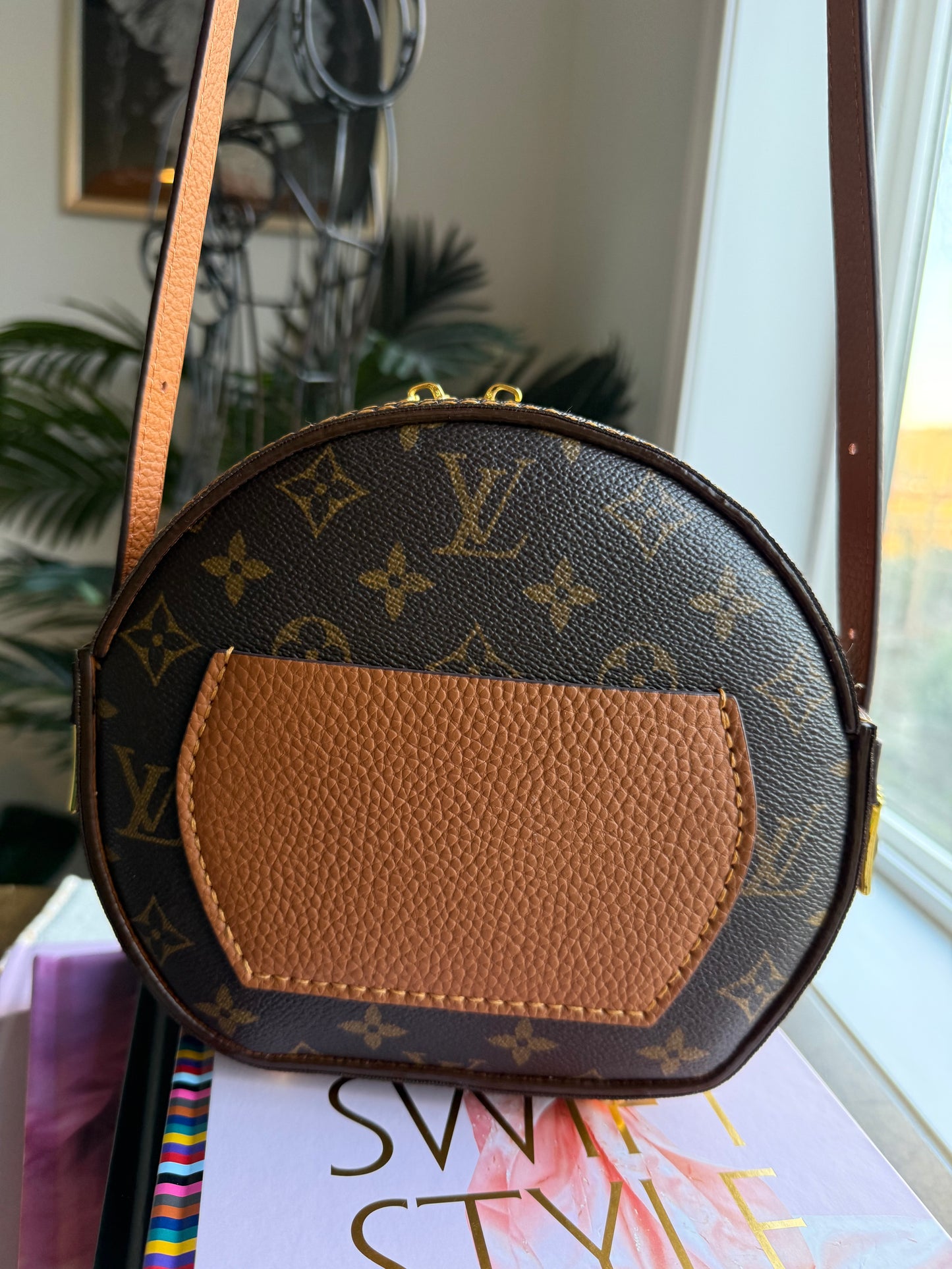 The STYLE Bag || Handmade Luxury Leather and Mono Hatbox Statement Unique Circle Bag