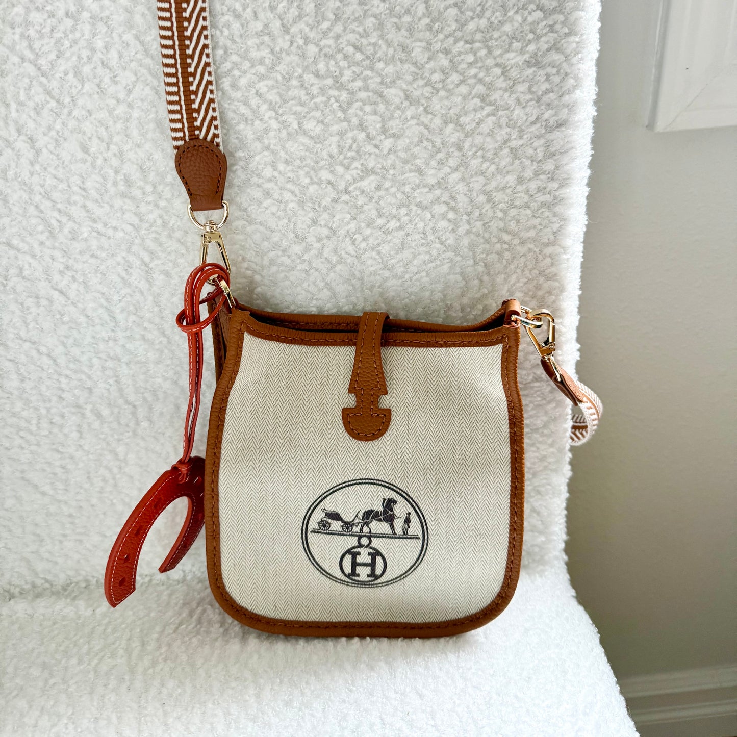 HORSE & RIDER || Handmade Upcycled Luxury Dustbag Slim Small Crossbody Shoulder Bag with charm