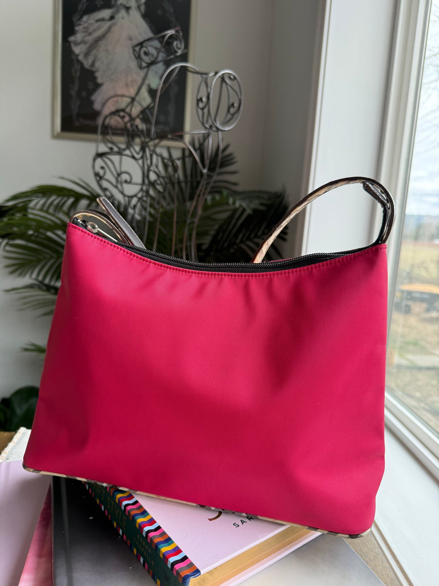 Authentic Preloved Burberry Novacheck Blue Label Pink Nylon Tote with Classic Pouch