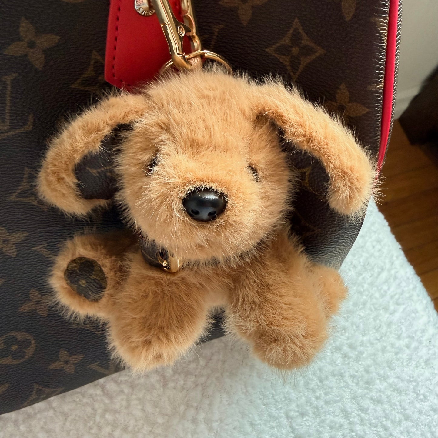 FLUFFY Handmade Upcycled LV Plush Dog Charm