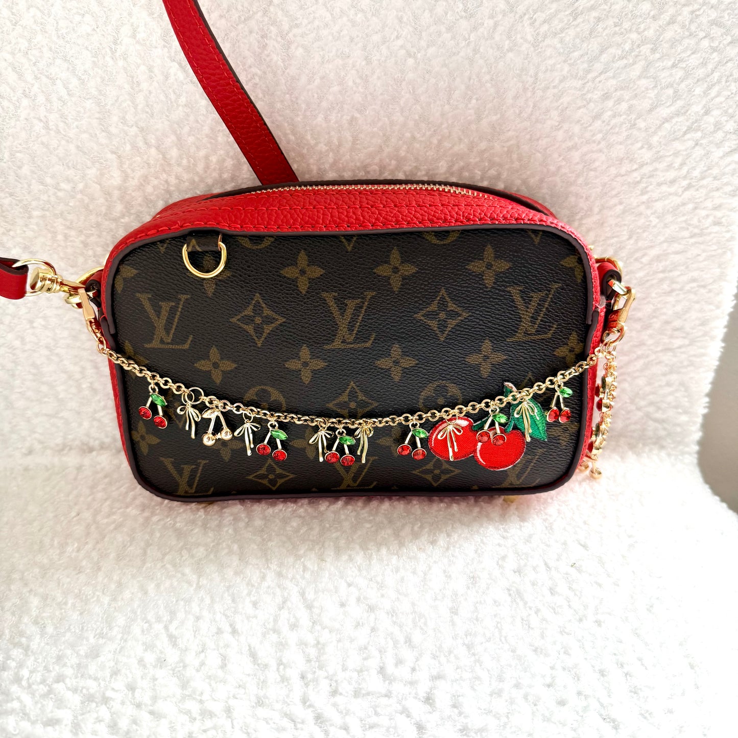 The AMERICANA Crossbody || Handmade Upcycled Luxury Monogram Canvas Cherry Crossbody Bag