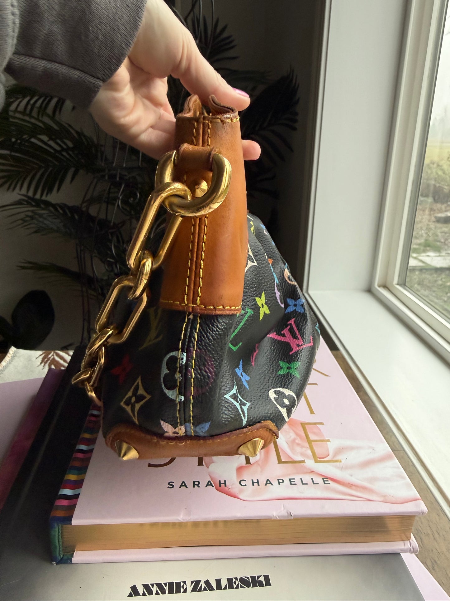 Preloved Authentic 2009 Murakami x LV Black Multicolor Judy PM