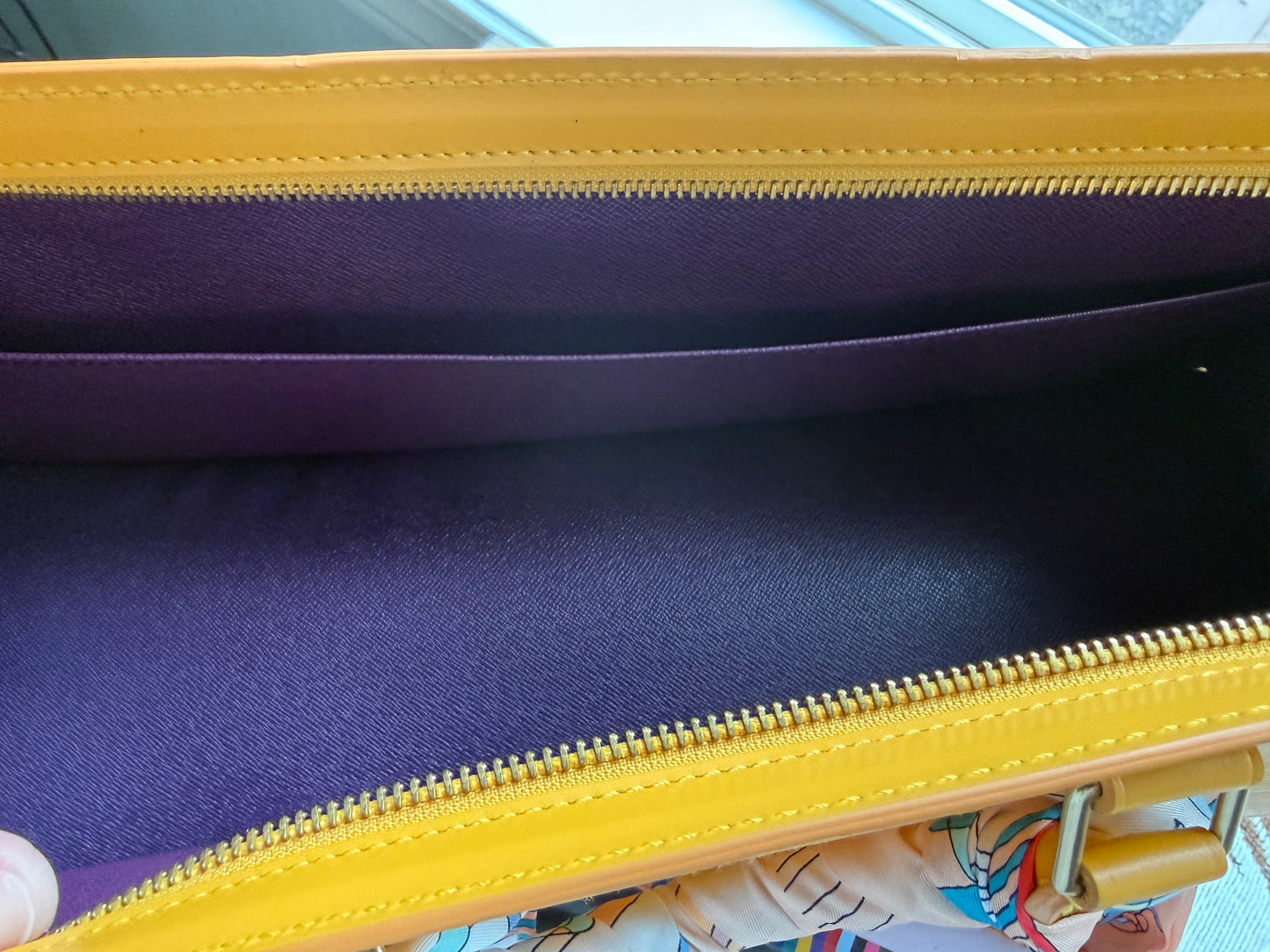 Preloved Authentic Vintage Luxury Statement Piece Iconic 1995 Louis Vuitton Sac Triangle bag in yellow epi leather