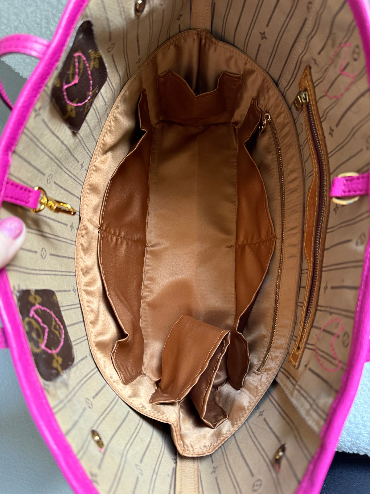 Authentic Preloved Restored Rose Pink Leather LV Neverfull MM